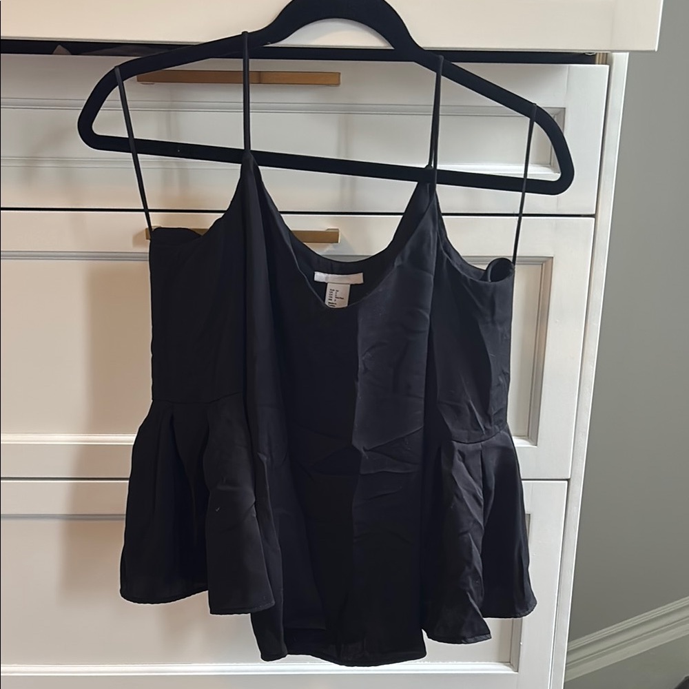 H&M Black Off The Shoulder Spaghetti Strap Top with Bell Sleeves